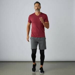Lululemon Fundamental V-Neck T-Shirt Men's Sz XL Garnet Heather Casual Sporty